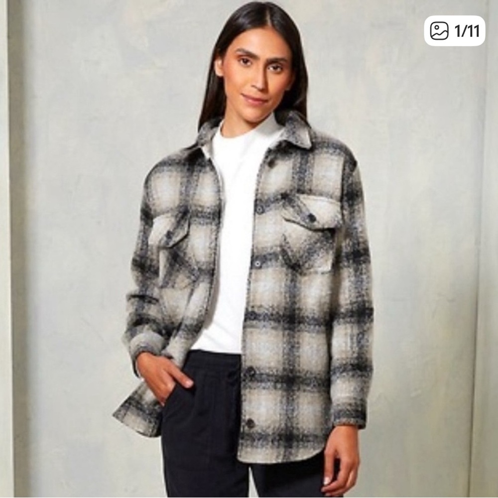 Plaid Button-Up Shirt Jacket